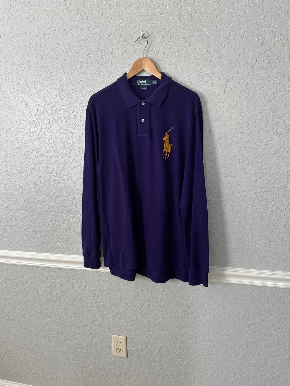 Ralph Lauren Purple Long-Sleeve Polo with Gold Pony